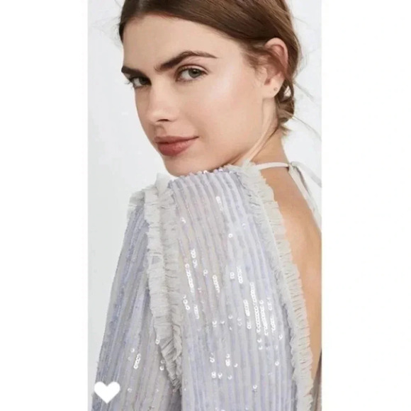 NWT BHLDN Needle & Thread Shimmer Long Sleeve Mini Dress - Picture 4 of 17